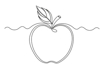 Apple fruit illustration continuous line minimalist style outline sketch drawing