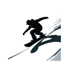 Snowboarder Silhouette Illustration Winter Sport Activity Outdoor Recreation Snowboarding Design