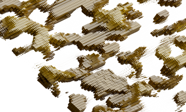 High-resolution image of abstract gold cube blocks. Perfect for digital art, technology, and modern design projects.