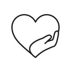 Charity logo png, hands supporting heart icon flat design illustration