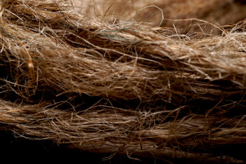 Close-up of brown colored ropes made from coconut fiber