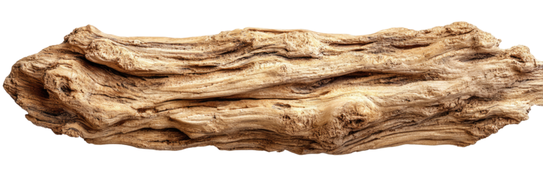 Light brown, oblong piece of driftwood with intricate, flowing grain patterns