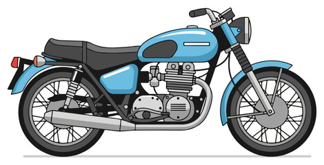Obraz premium Vintage Light Blue Motorcycle Illustration on White Background.