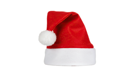 Classic Red Santa Hat with White Fur Trim and Pompom.