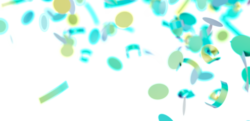 Bright, vibrant confetti falling on white background. Perfect for celebration, party, or festive designs.