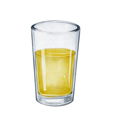 Glass with lemonade or limoncello illustration
