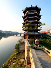 Obraz premium Democratic Peoples's Republic of Korea (DPRK), North Korea, Pyongyang and the river Taedong