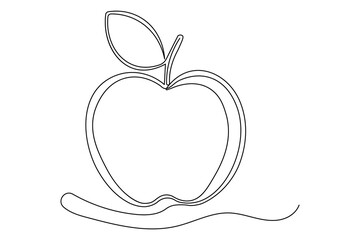 Modern apple continuous one line minimalist sketch outline fruit illustration