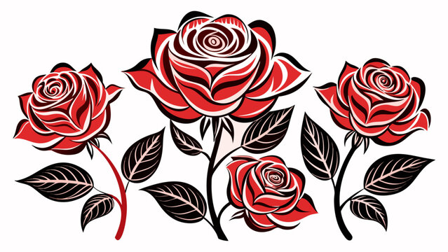 Vector art of red rose flower arrangement, a vector illustration of a beautiful floral design element
