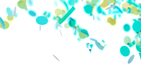 Bright teal, green confetti falling on white. Perfect for celebration, party, and festive designs.