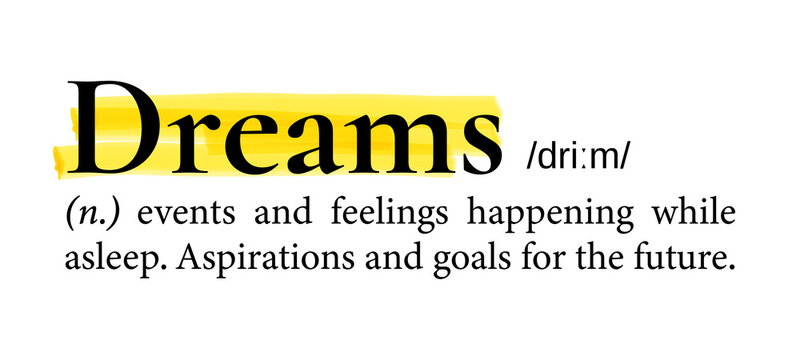 Dreams png dictionary word sticker, highlighted design, transparent background