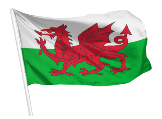 Welsh flag png waving, national symbol graphic
