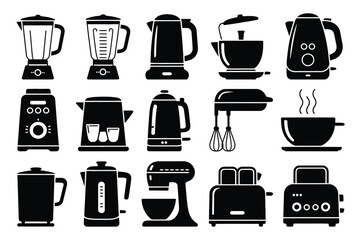 Vector art of set of kitchen appliances collection of household equipment for cooking and food preparation vector illustration