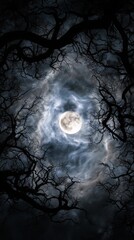 Full Moon Framed by Haunted Branches