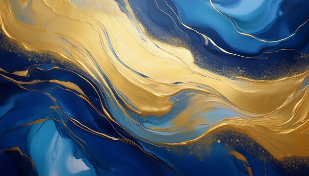 abstract blue and gold paint background for elegant and luxurious designs