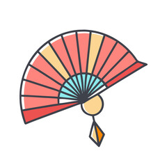 Traditional Oriental Folding Hand Fan Vector Icon. Japanese or Chinese Culture and Dance Accessory