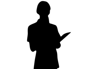 カウンセリングする看護師の女性のシルエット