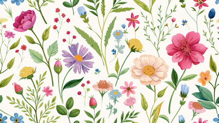 Vector art of watercolor floral seamless pattern for textile, fabric, wallpaper, invitation, wedding or greeting cards design