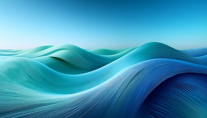 abstract teal and blue waves with a soft gradient background creating a calming and serene scene