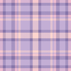 Soft pastel plaid pattern in lavender and peach. Ideal for backgrounds, textiles, or decorative use. Evokes warmth, comfort and a classic design.