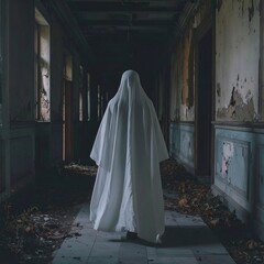 Ghost in an abandoned hallway