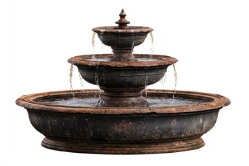 Ornate tiered fountain with water cascading