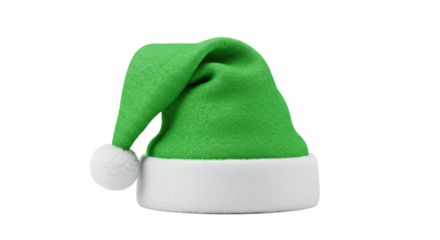 Green Santa Hat with White Cuff and PomPom.