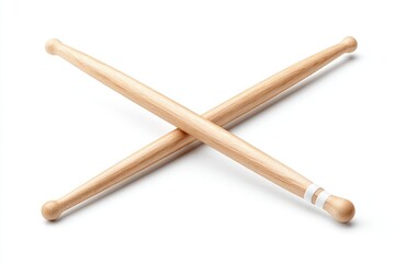 Two crossed drum sticks on a white background