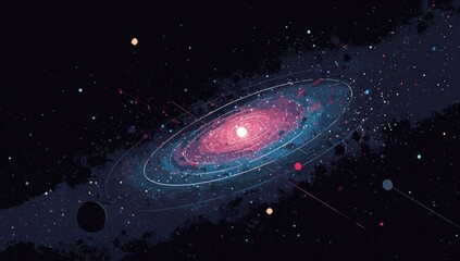 Spiral galaxy with cosmic dust and stars