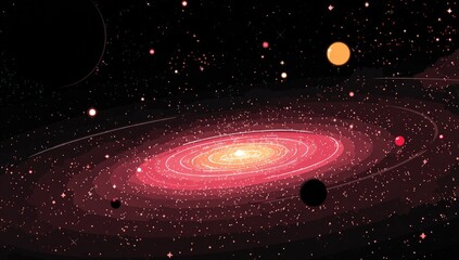 Obraz premium Spiral galaxy with stars and planets