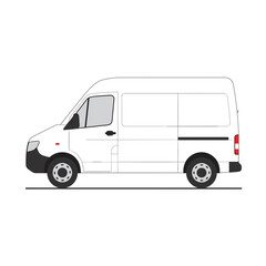 Simple Line Drawing of a White Van Profile