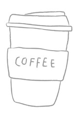 Disposable coffee cup doodle style illustration