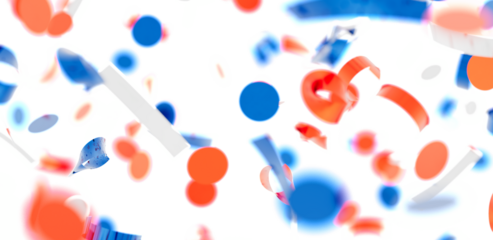 Modern abstract art background with blue, orange shapes and white space. Perfect for website banners, social media, and more.