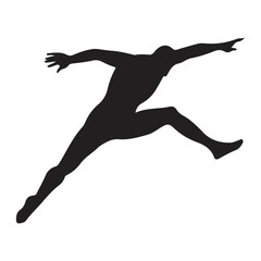 Silhouette of athlete jumping high for sports competition training and fitness exercise vector illustration