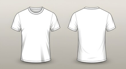 Naklejka premium Clean white t-shirt mockup with front and back sides displayed. Vector template for clothing design and branding