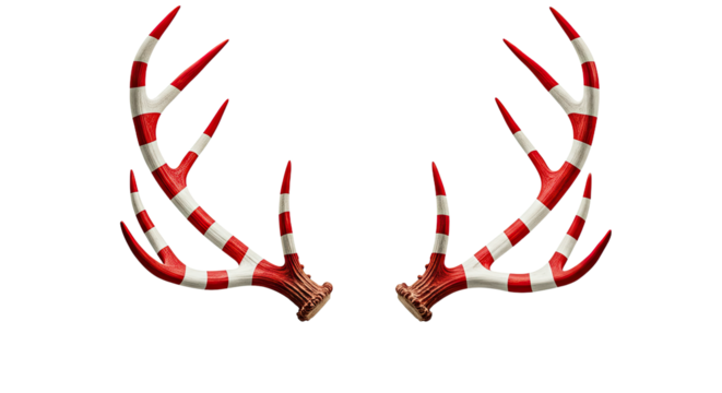 Red and White Striped Deer Antlers Christmas Decoration. - Powered by Adobe