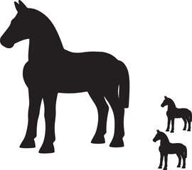 Wooden Horse in silhouette white background