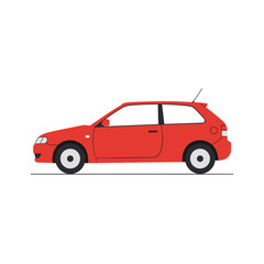 Obraz premium Side Profile of a Red Hatchback Car Illustration