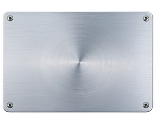 Brushed Metal Plate with Screws Isolated on White Background
