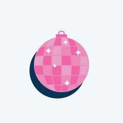 Flat pink disco ball vector