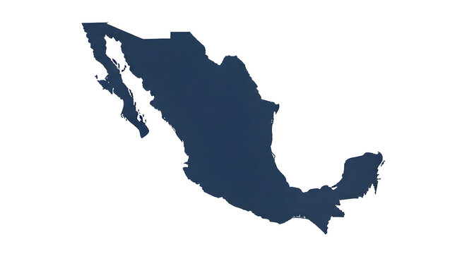A dark blue silhouette of the country of Mexico on a white background.