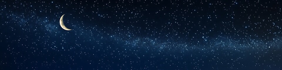 Fototapeta premium Moon and stars wallpaper background image for astronomy night sky space galaxy celestial crescent photography