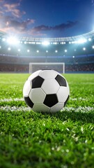 Naklejka premium Soccer Ball on Stadium Field