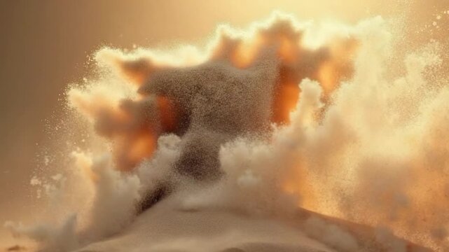 Sand blowing transition reveal on alpha background in 4K