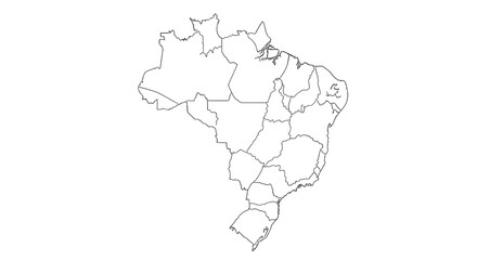 Outline map of Brazil showing its administrative divisions, with a white background.