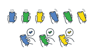 スマートフォンを操作するためのシンプルなベクターアイコンイラストセット。ベクター (Simple vector icon illustration set for operating a smartphone. vector). vector illustration eps file