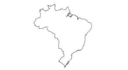 Fototapeta premium Outline map of Brazil showing its distinctive shape and borders.