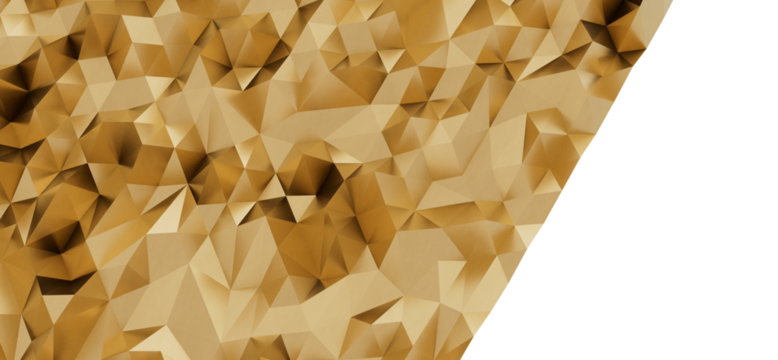 High-resolution abstract background image featuring a low poly gold geometric design. Perfect for luxury, technology, and modern design projects.