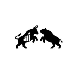 Obraz premium Iconic bull and pig confrontation in vector graphic style for finance and trading visuals