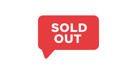 Red Sold Out Speech Bubble Icon for Online Sales and Retail Promotions